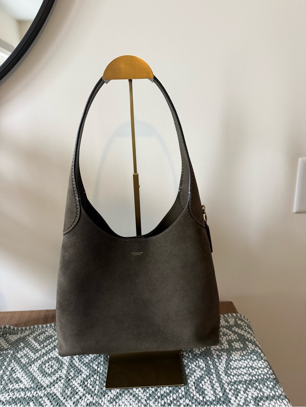COACH Brooklyn 28 Olive Suede Hobo Shoulder Bag NWOT
